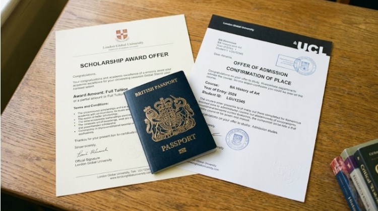 Student reviewing international scholarship opportunities for studying abroad
